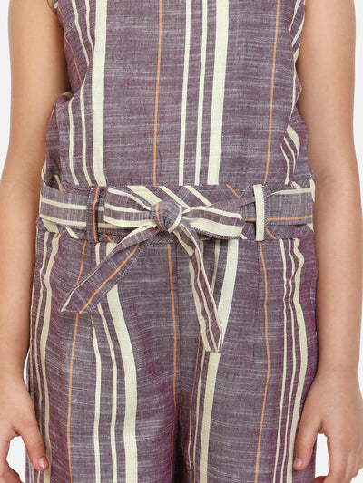 lilpicks Organic Cotton Weaved Purple Full Jumpsuit