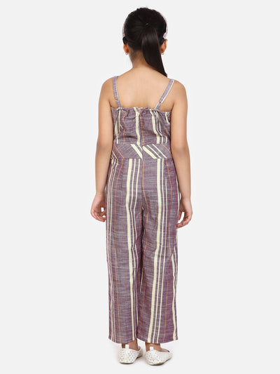 lilpicks Organic Cotton Weaved Purple Full Jumpsuit
