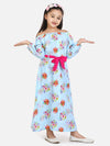 lilpicks Sky Blue Off shoulder Party Maxi Dress