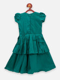 lilpicks Raw Silk Emerald Green Peplum Gown