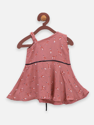 lilpicks Deer Print One Shoulder Flared Top