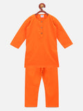 Orange  Cotton Kurta Pajama Set