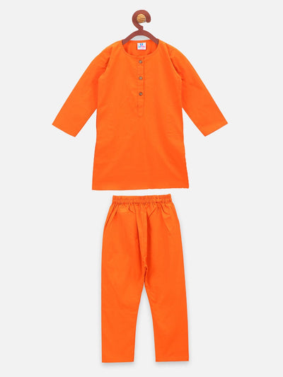 lilpicks Orange  Cotton Kurta Pajama Set