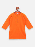 lilpicks Orange  Cotton Kurta Pajama Set