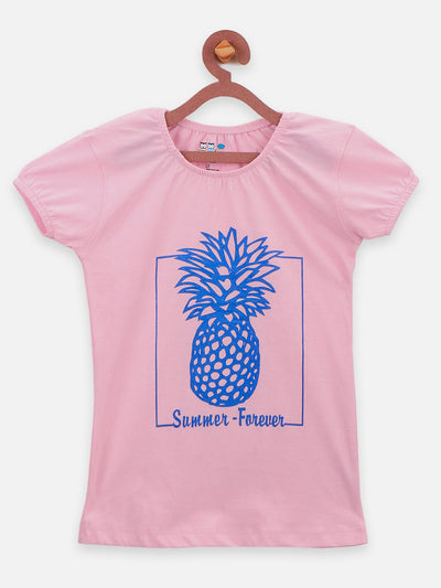 Pink causal round Neck Top