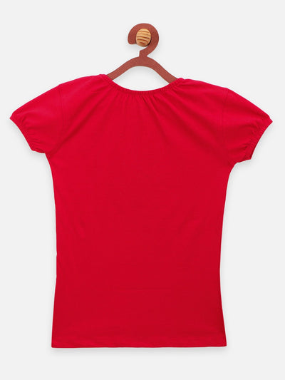 Red causal round Neck Tops