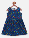 Lilpicks Blue All Over Printed Bow Flared Dress