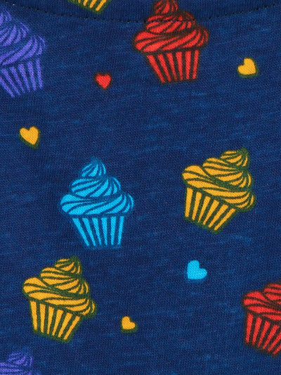 Blue All Over Printed Bow Flared Dress