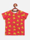 Red Quirky Printed Round Neck Short Sleeve T Shirt