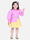 Lilpicks Pink Lilac Colorblock  Belt Dress