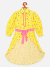 Lilpicks Yellow Neon Pink Asymmetrical Dress