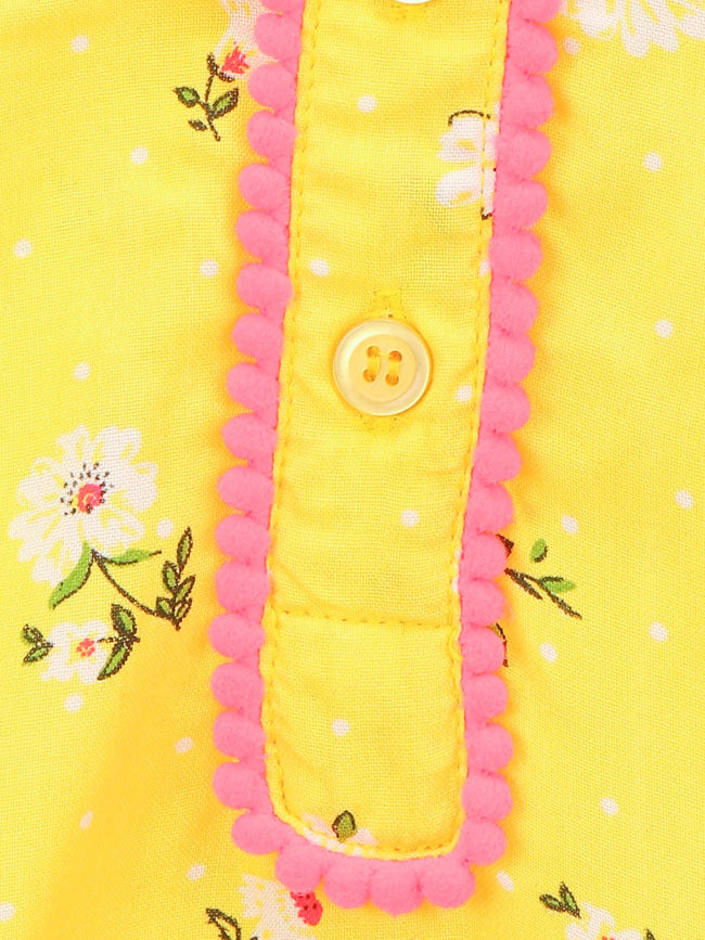 Lilpicks Yellow Neon Pink Asymmetrical Dress