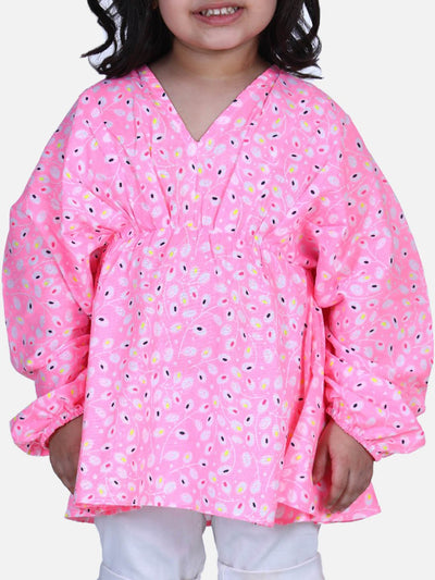 Lilpicks Neon Pink Gathered Peplum Dress