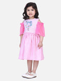 Lilpicks Pink Embroidered Sleeves Dress