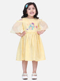 Lilpicks Yellow Embroidered Sleeves Dress