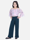 Lilpicks Pink bell Sleeves Top with Stretchable Pant Set