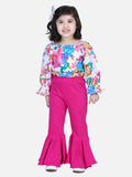 Lilpicks Floral Frilly Top with Stretchable Flared Pant Set