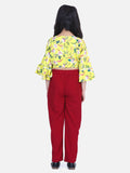 Lilpicks Floral Bell Sleeves Top with Stretchable Pant Set