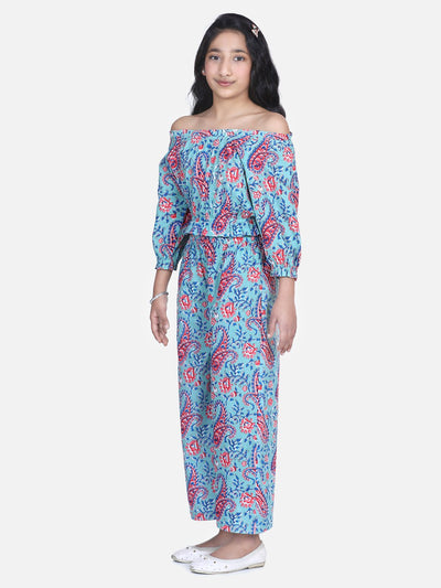 Lilpicks Frilly grey motif block print palazzo set