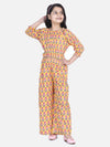 Lilpicks Frilly yellow flower block print palazzo set