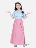 Lilpicks Vintage Blue and Dusky Pink Skirt Set