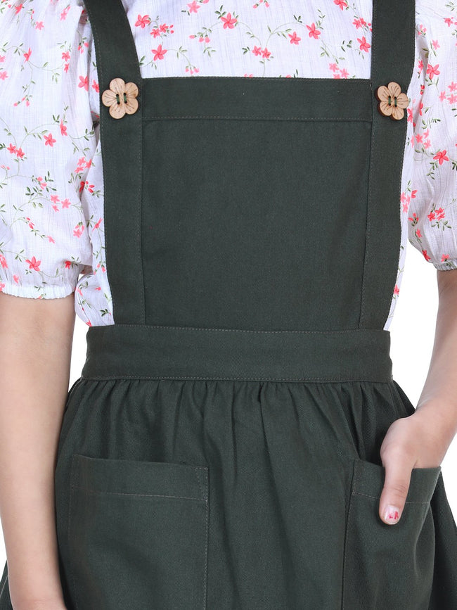 Lilpicks flounce top with olive skirt dungaree set