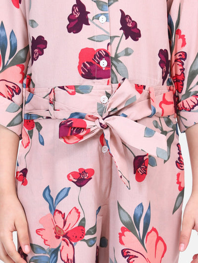 Lilpicks Floral Beige Classic Jumpsuit