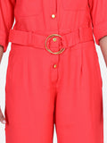 Lilpicks Red Designer Full Jumpsuit