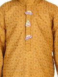 Lilpicks Mustard Chikankari Kurta Pyjama Set