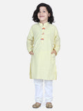 Yellow White Thread Chikankari Kurta Pyjama Set