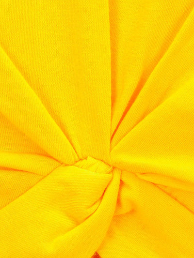 Lilpicks Yellow Crop Knot Top with Dungaree Set