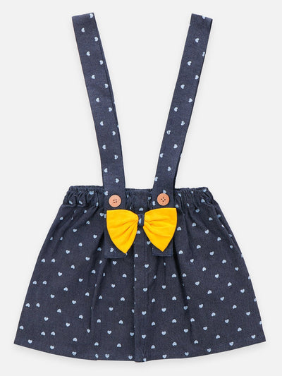 Lilpicks Yellow Crop Knot Top with Dungaree Set