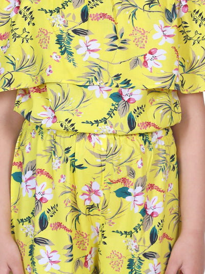 Lilpicks Yellow Floral Flared Pant Clothing Set