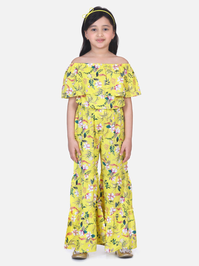 Lilpicks Yellow Floral Flared Pant Clothing Set