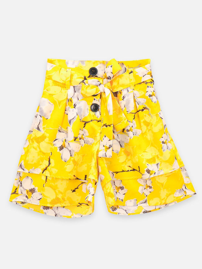 Lilpicks Yellow Green Pack of 2 Flared Shorts