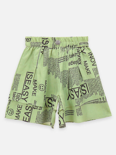 Lilpicks Pink Green Pack of 2 Flared Shorts