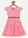 Lilpicks Neon Pink Crossover Fit and Flare Dress