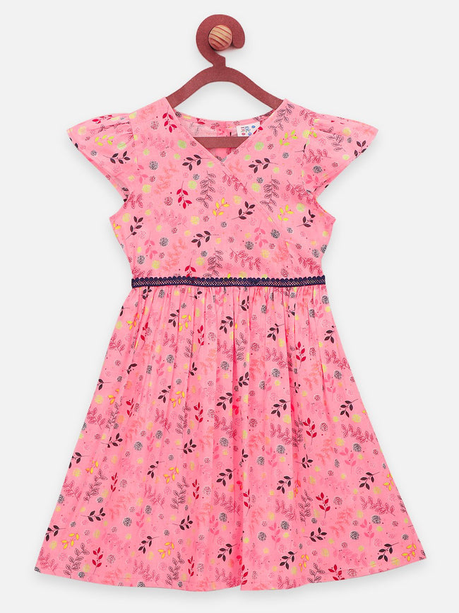 Neon Pink Crossover Fit and Flare Dress Lilpicks Neon Pink Crossover Fit and Flare Dress Lilpicks