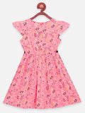 Lilpicks Neon Pink Crossover Fit and Flare Dress