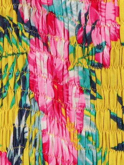 Lilpicks Yellow Flower Printed Sleevless Strappy Dress