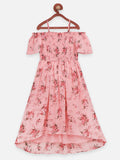 Lilpicks Flora Print Off Shoulder Smock Flared Dress