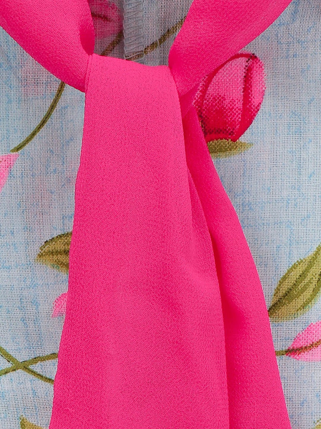 Lilpicks Pink and Blue Flora Full Sleeve Dress