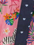 Lilpicks Floral Short Sleeve Top And Polka Denim Dungaree Set