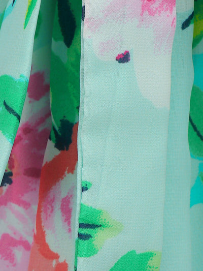 Lilpicks Pink Strappy Top and floral Green Palazzo set