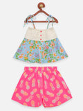 Lilpicks Floral print Top and Pink Pineapple Print Shorts set