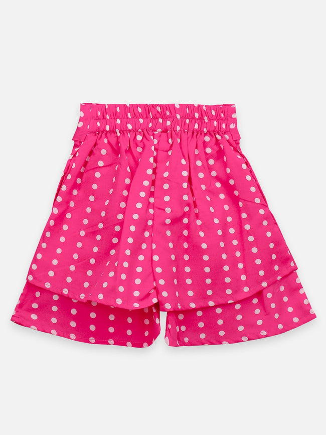 Lilpicks Pink And Yellow Polka Print Pack Of 2 Shorts