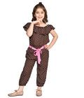 Brown Polka Jumpsuit with Neon Belt
