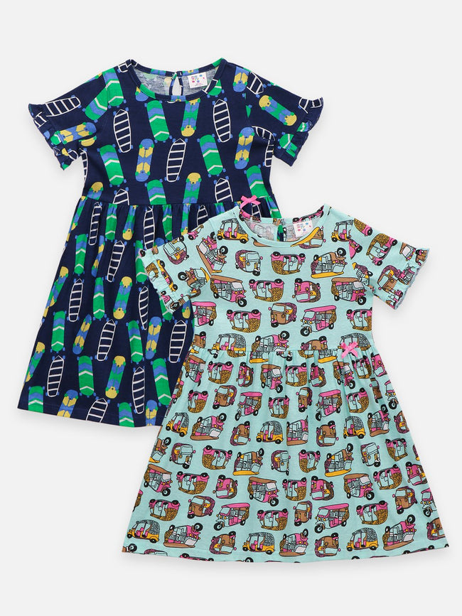 Lilpicks Auto and Skateboard Print Pack of 2 Dress