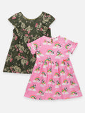 Lilpicks Floral and Panda Print Pack of 2 Dress