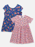 Lilpicks Floral and Unicorn Print Pack of 2 Dress